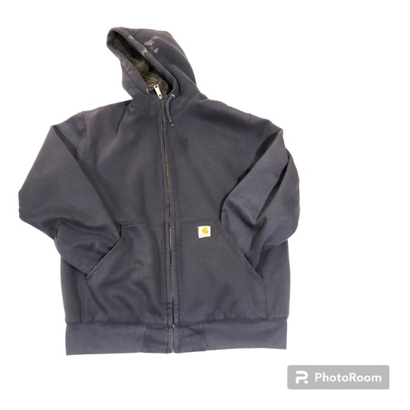 Carhartt Mens Large Dark Blue Full Zip Jacket Sherpa Lined Item# 100072 472